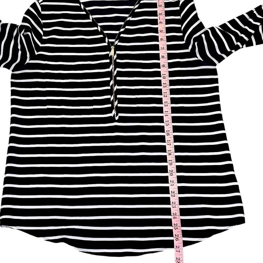 Calvin Klein V Neck Long Sleeve Striped Blouse Size M - Picture 14 of 14